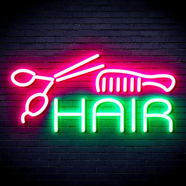 advpro-hair-barber-sign-ultra-bright-led-neon-sign-fnu0295 - Green & Pink