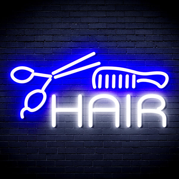advpro-hair-barber-sign-ultra-bright-led-neon-sign-fnu0295 - White & Blue