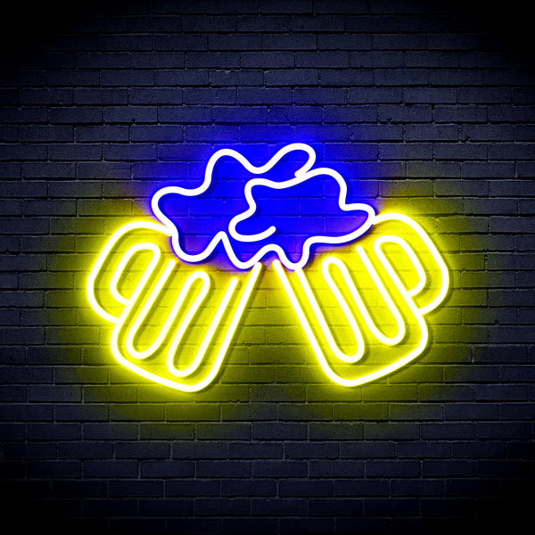 advpro-beer-mugs-ultra-bright-led-neon-sign-fnu0298 - Blue & Yellow