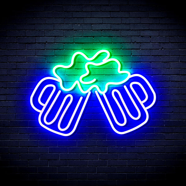 advpro-beer-mugs-ultra-bright-led-neon-sign-fnu0298 - Green & Blue