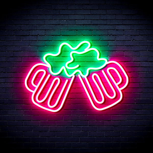 advpro-beer-mugs-ultra-bright-led-neon-sign-fnu0298 - Green & Pink