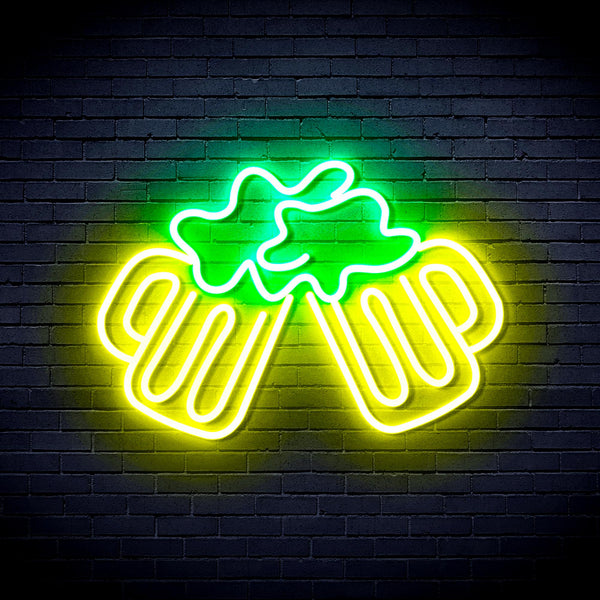 advpro-beer-mugs-ultra-bright-led-neon-sign-fnu0298 - Green & Yellow