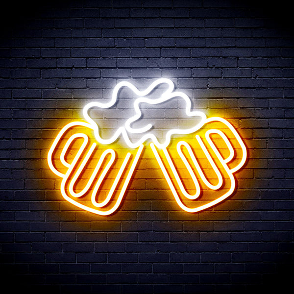 advpro-beer-mugs-ultra-bright-led-neon-sign-fnu0298 - White & Golden Yellow