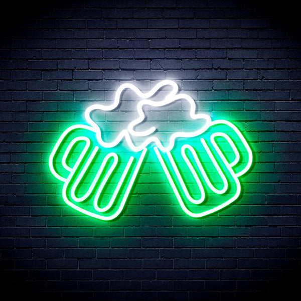 advpro-beer-mugs-ultra-bright-led-neon-sign-fnu0298 - White & Green