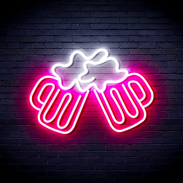 advpro-beer-mugs-ultra-bright-led-neon-sign-fnu0298 - White & Pink
