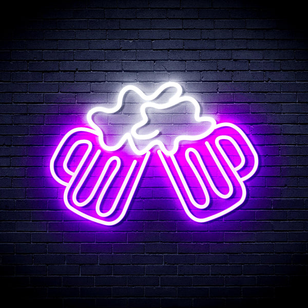 advpro-beer-mugs-ultra-bright-led-neon-sign-fnu0298 - White & Purple