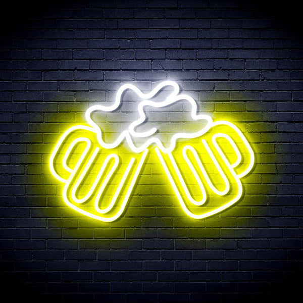 advpro-beer-mugs-ultra-bright-led-neon-sign-fnu0298 - White & Yellow