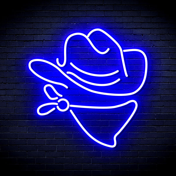 advpro-cowboy-hat-ultra-bright-led-neon-sign-fnu0303 - Blue