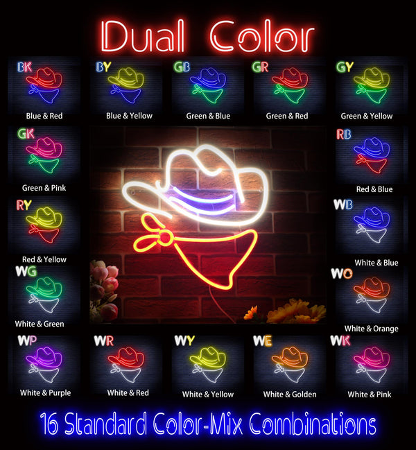 advpro-cowboy-hat-ultra-bright-led-neon-sign-fnu0303 - Dual-Color
