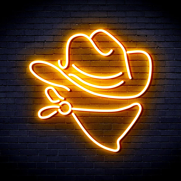 advpro-cowboy-hat-ultra-bright-led-neon-sign-fnu0303 - Golden Yellow