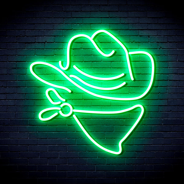 advpro-cowboy-hat-ultra-bright-led-neon-sign-fnu0303 - Green