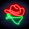 advpro-cowboy-hat-ultra-bright-led-neon-sign-fnu0303 - Green & Red