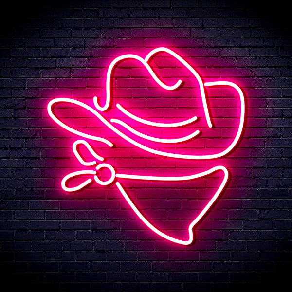 advpro-cowboy-hat-ultra-bright-led-neon-sign-fnu0303 - Pink