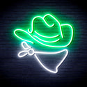 advpro-cowboy-hat-ultra-bright-led-neon-sign-fnu0303 - White & Green
