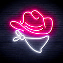 advpro-cowboy-hat-ultra-bright-led-neon-sign-fnu0303 - White & Pink