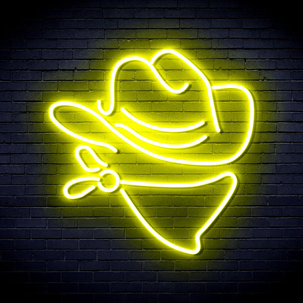 advpro-cowboy-hat-ultra-bright-led-neon-sign-fnu0303 - Yellow
