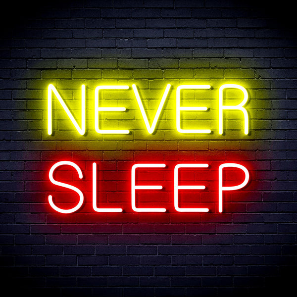 advpro-never-sleep-ultra-bright-led-neon-sign-fnu0306 - Red & Yellow