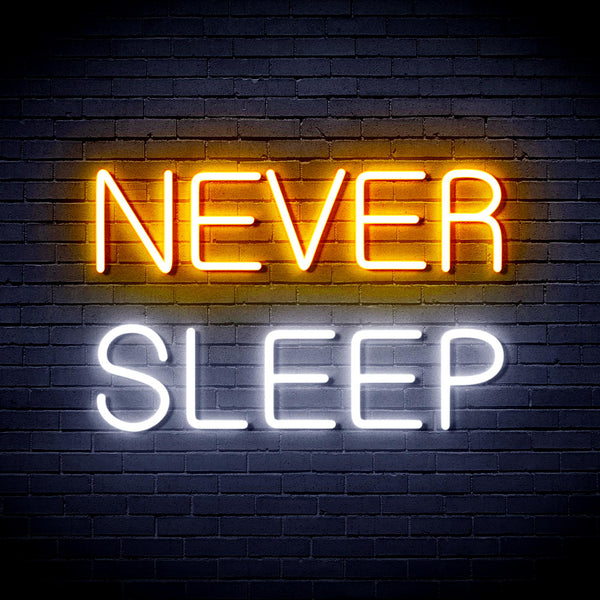 advpro-never-sleep-ultra-bright-led-neon-sign-fnu0306 - White & Golden Yellow