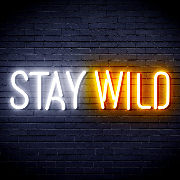 advpro-stay-wild-ultra-bright-led-neon-sign-fnu0307 - White & Golden Yellow