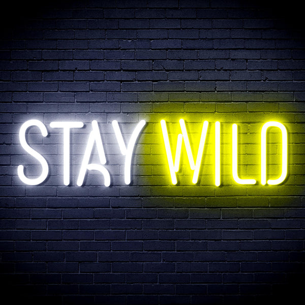 advpro-stay-wild-ultra-bright-led-neon-sign-fnu0307 - White & Yellow