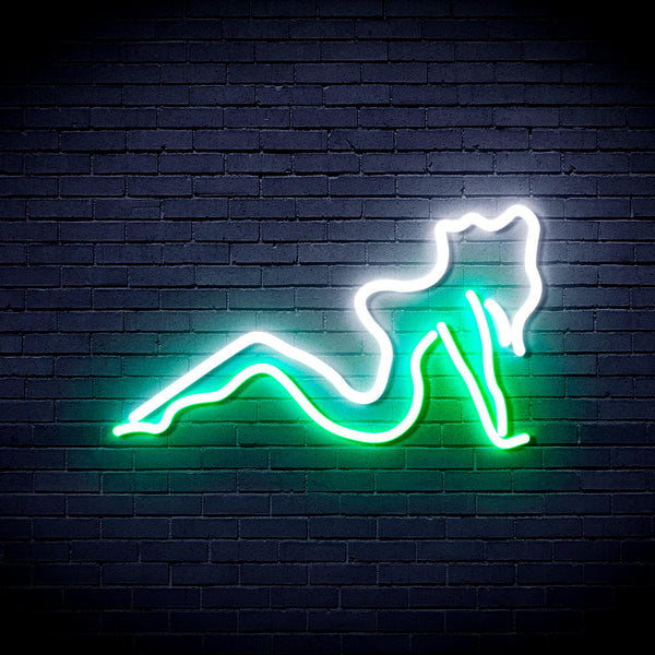 advpro-sexy-lady-ultra-bright-led-neon-sign-fnu0309 - White & Green