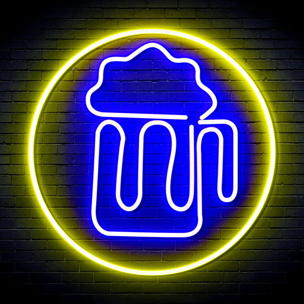 advpro-beer-mug-in-circle-ultra-bright-led-neon-sign-fnu0311 - Blue & Yellow