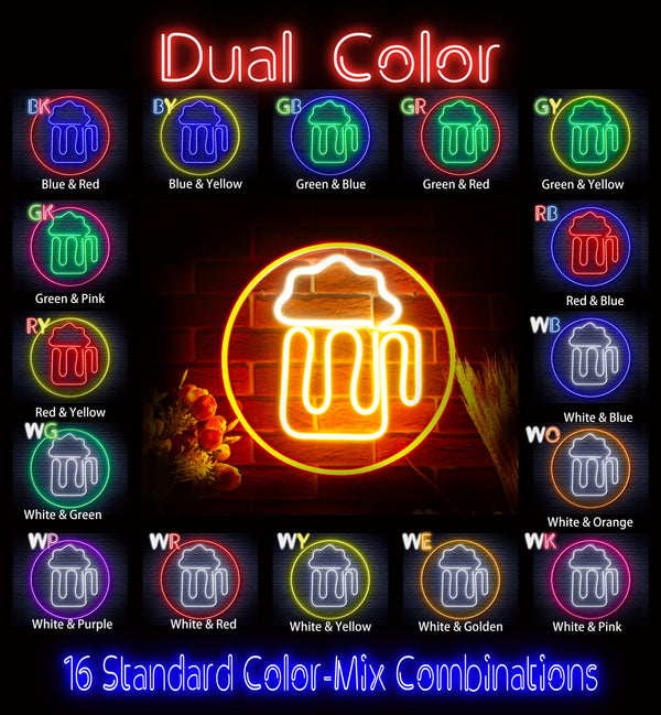 advpro-beer-mug-in-circle-ultra-bright-led-neon-sign-fnu0311 - Dual-Color