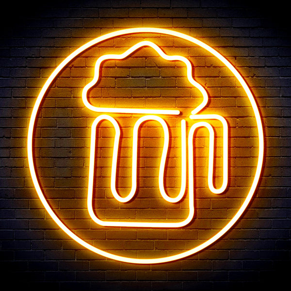 advpro-beer-mug-in-circle-ultra-bright-led-neon-sign-fnu0311 - Golden Yellow