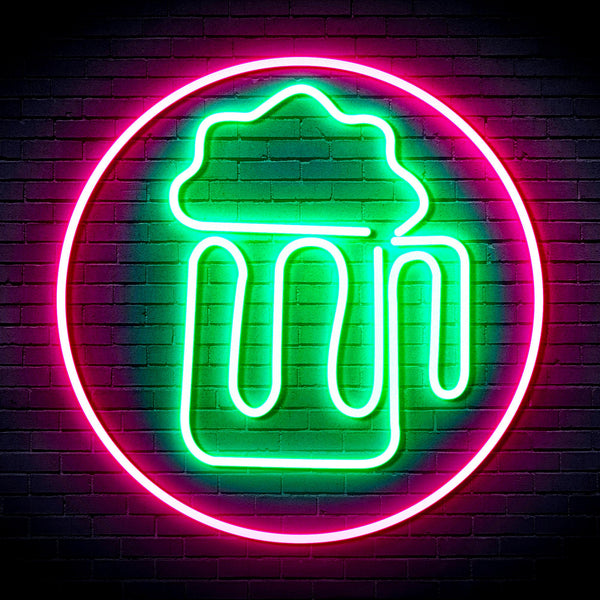 advpro-beer-mug-in-circle-ultra-bright-led-neon-sign-fnu0311 - Green & Pink