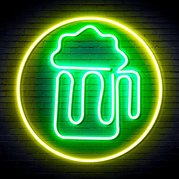 advpro-beer-mug-in-circle-ultra-bright-led-neon-sign-fnu0311 - Green & Yellow