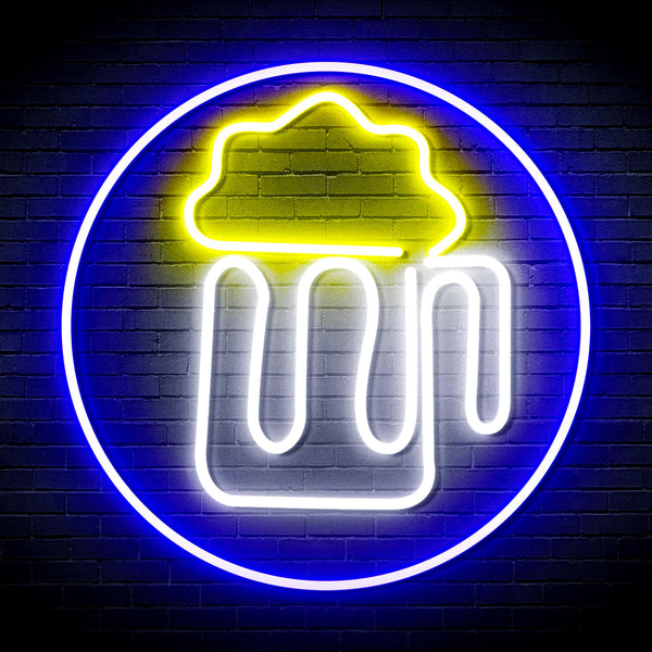 Beer Mug in Circle Ultra-Bright LED Neon Sign fnu0311