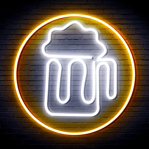 advpro-beer-mug-in-circle-ultra-bright-led-neon-sign-fnu0311 - White & Golden Yellow
