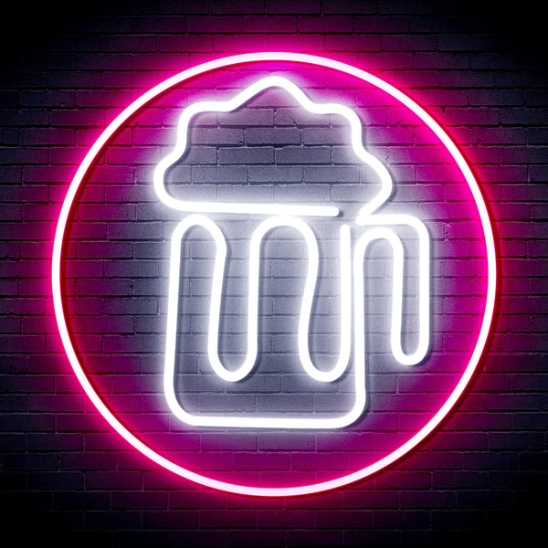 advpro-beer-mug-in-circle-ultra-bright-led-neon-sign-fnu0311 - White & Pink