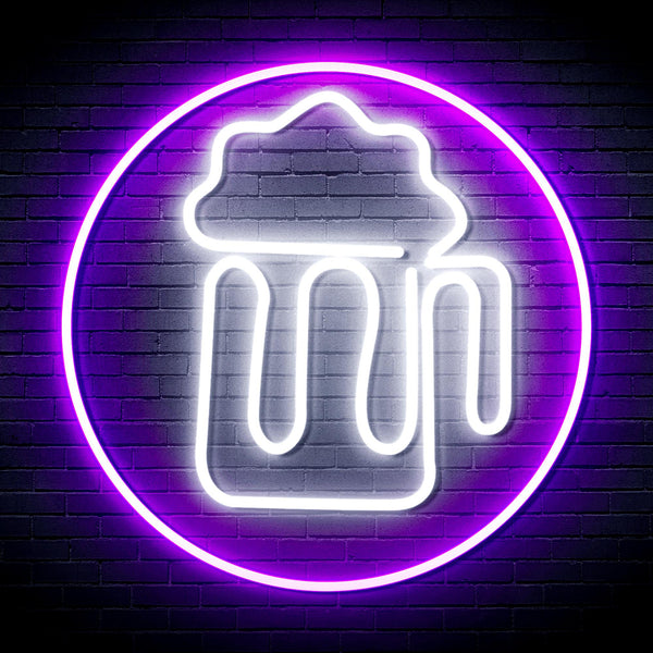 advpro-beer-mug-in-circle-ultra-bright-led-neon-sign-fnu0311 - White & Purple