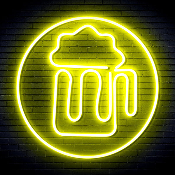 advpro-beer-mug-in-circle-ultra-bright-led-neon-sign-fnu0311 - Yellow