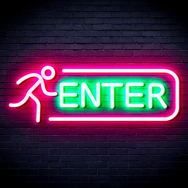 advpro-enter-sign-ultra-bright-led-neon-sign-fnu0318 - Green & Pink