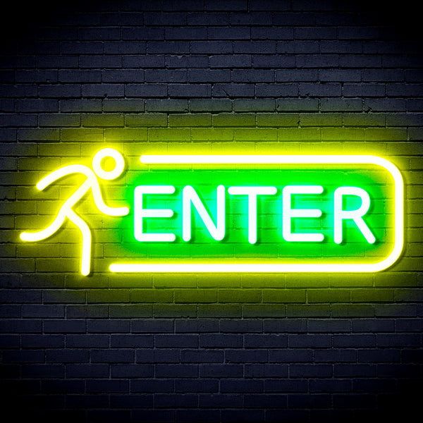 advpro-enter-sign-ultra-bright-led-neon-sign-fnu0318 - Green & Yellow