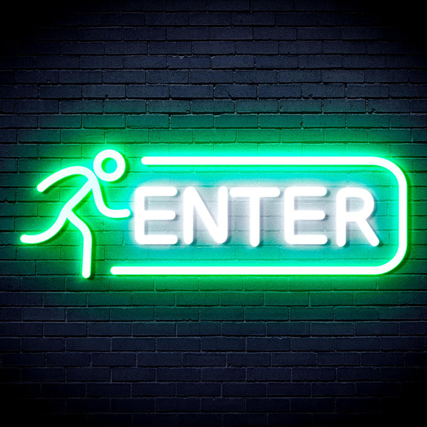 advpro-enter-sign-ultra-bright-led-neon-sign-fnu0318 - White & Green