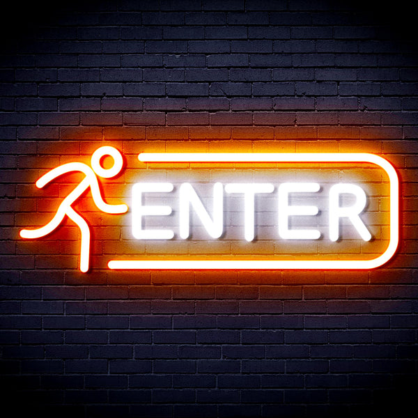 advpro-enter-sign-ultra-bright-led-neon-sign-fnu0318 - White & Orange