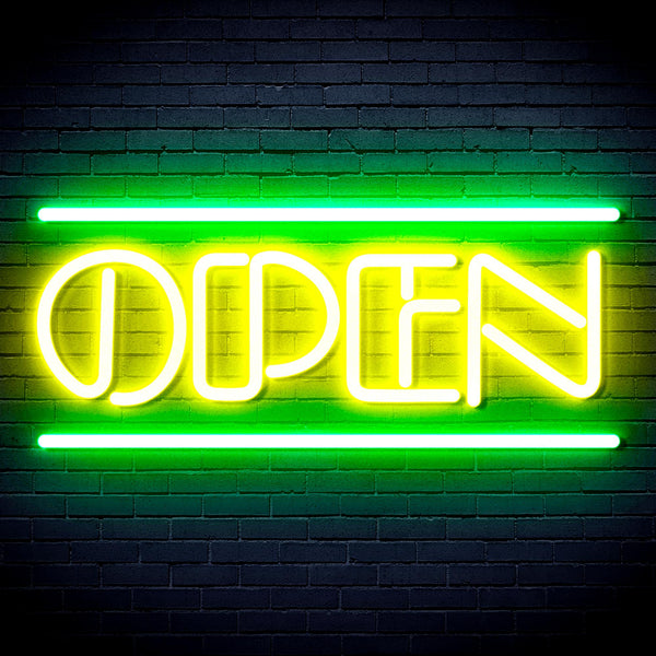 advpro-open-sign-ultra-bright-led-neon-sign-fnu0319 - Green & Yellow