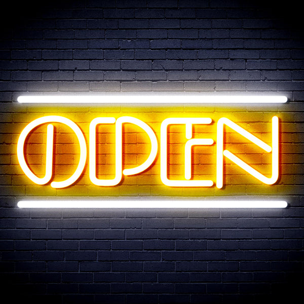 advpro-open-sign-ultra-bright-led-neon-sign-fnu0319 - White & Golden Yellow