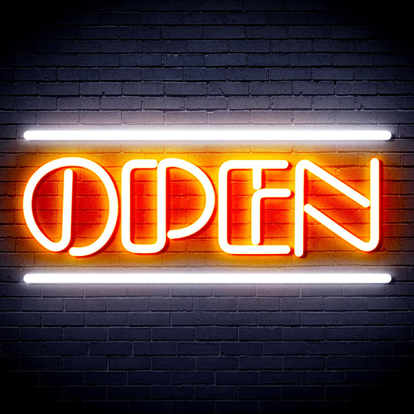 advpro-open-sign-ultra-bright-led-neon-sign-fnu0319 - White & Orange