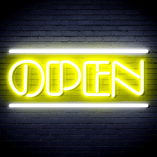 advpro-open-sign-ultra-bright-led-neon-sign-fnu0319 - White & Yellow