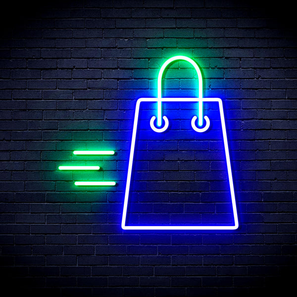 advpro-shopping-bag-ultra-bright-led-neon-sign-fnu0323 - Green & Blue