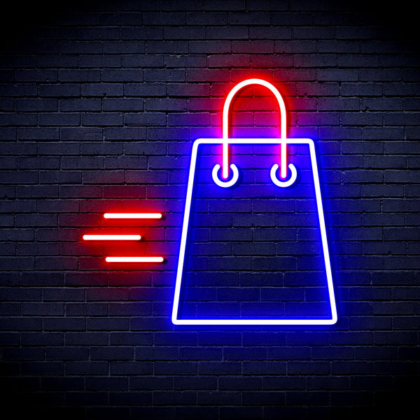 advpro-shopping-bag-ultra-bright-led-neon-sign-fnu0323 - Red & Blue