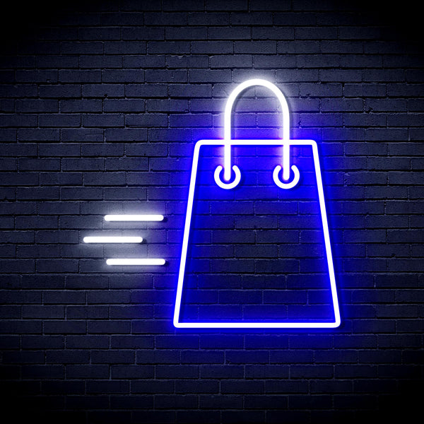 advpro-shopping-bag-ultra-bright-led-neon-sign-fnu0323 - White & Blue