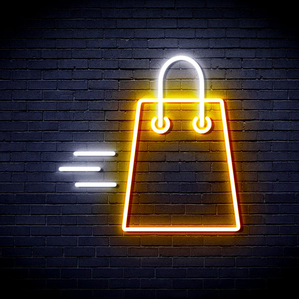 advpro-shopping-bag-ultra-bright-led-neon-sign-fnu0323 - White & Golden Yellow