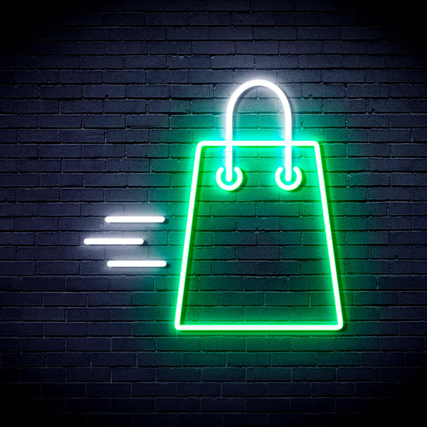 advpro-shopping-bag-ultra-bright-led-neon-sign-fnu0323 - White & Green