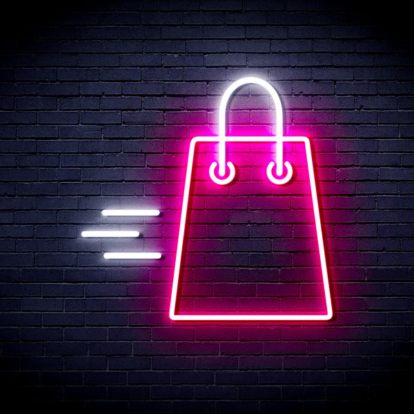 advpro-shopping-bag-ultra-bright-led-neon-sign-fnu0323 - White & Pink