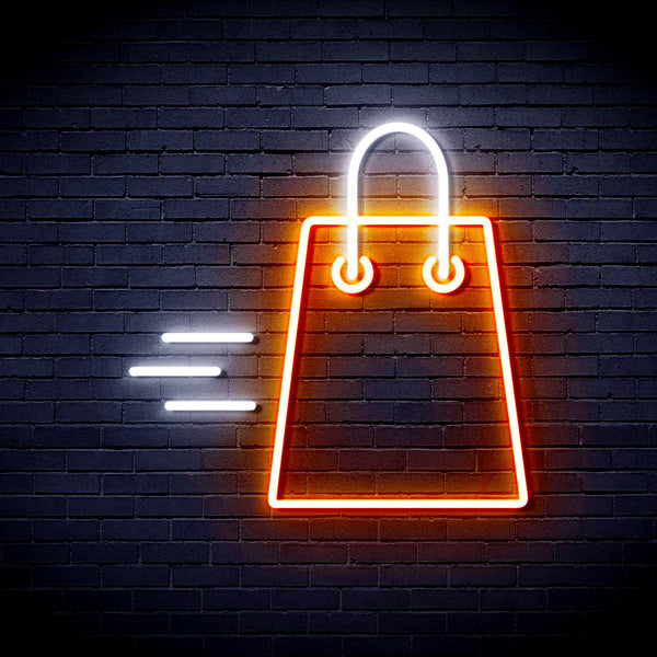 advpro-shopping-bag-ultra-bright-led-neon-sign-fnu0323 - White & Orange
